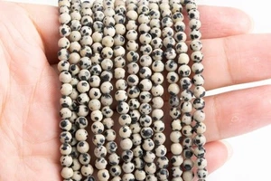 Natural Dalmatian Jasper Gemstone 4 MM Round Smooth Beads Strand 15.5" - Picture 1 of 2