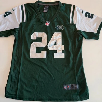 耐克 NFL 纽约喷气机队 Darrelle Revis #24 球衣 XL 绿色白色球场 — 第 1/4 张图片