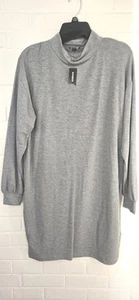 EXPRESS Damen Gr. Small Sweatshirt Kleid grau Stehkragen Fleece neu mit Etikett - Bild 1 von 12