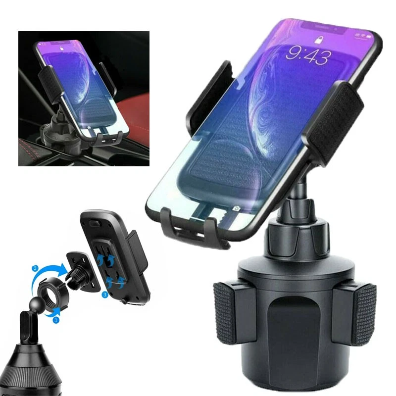 Cell Phone Car Cup Mount Holder 360° Adjustable Stand Cradle for iPhone Samsung - Image 1 of 4