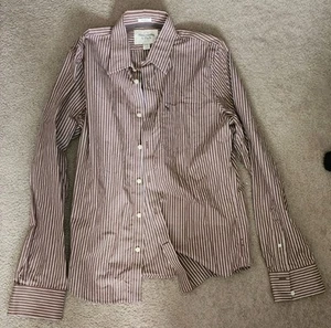 Vintage Abercrombie & Fitch Hemd Herren XXL braun gestreift Muscle Preppy Logo 90s - Bild 1 von 4