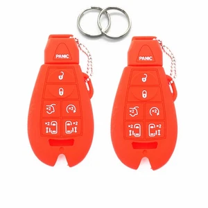 2Pcs Red Silicone For Chrysler Dodge Grand Caravan 7 Buttons Smart Key Fob Cover - Picture 1 of 6