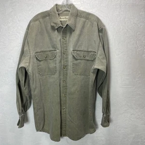 Pacific Crest Mens Thick Distressed L Khaki Shirt Long Sleeve Button Up Workwear - Picture 1 of 11