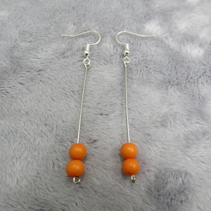 Silberfarbene orangefarbene Ohrhänger Creolen Charm Schmuck - Bild 1 von 5