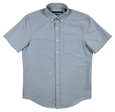 Perry Ellis Mens Shirt Small Stretch Seersucker Slim Fit Light Blue - Image 1 of 4