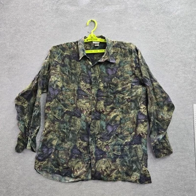 Camisa Robert Stock Hombre Abotonada M Verde Seda Camuflaje Manga Larga Foto 1 de 4