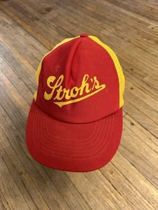 true vtg 70s 80s STROH'S BEER MESHBACK TRUCKER CAP Snapback Baseball Hat Beat-up - Picture 1 of 8