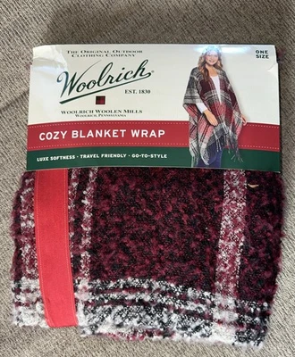 Woolrich Women's Cozy Blanket Wrap One Size Shawl Style In Plaid Red / Gray  - Image 1 of 2