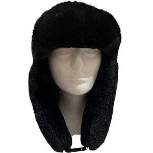 Cappello berretto cacciatore pelliccia sintetica nero senza marchio piccolo/medio poliestere caldo accogliente - Foto 1 di 6