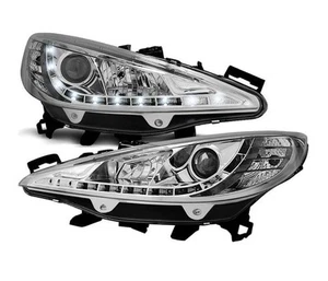 Headlights for PEUGEOT 207 2006 2007 2008 2009 Daylight Chrome LHD - Picture 1 of 1