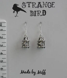 Cage match! earrings bird birds bird cage cute funky - Picture 1 of 1