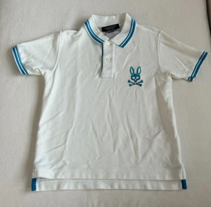 NWOT Psycho Bunny boys size S 7/8 white & royal blue polo short sleeve shirt - Picture 1 of 1