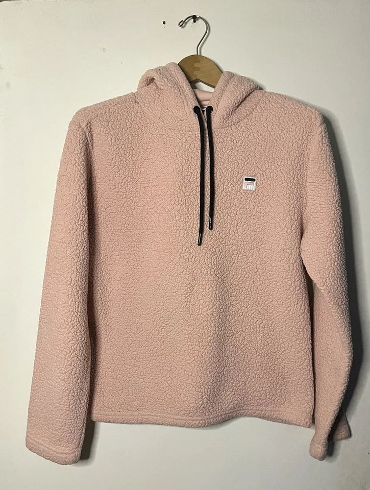Fila Sherpa Jacket Sz Medium Pink Long Sleeve Hooded Foto 1 de 3