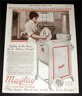 1920 Old Magazine Print Ad, Maytag Cabinet Electric Washer, Nothing Is To Heavy! photo