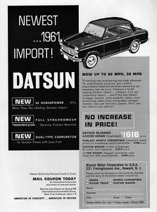 1961 Datsun Bluebird Sedan Original Ad - Picture 1 of 1
