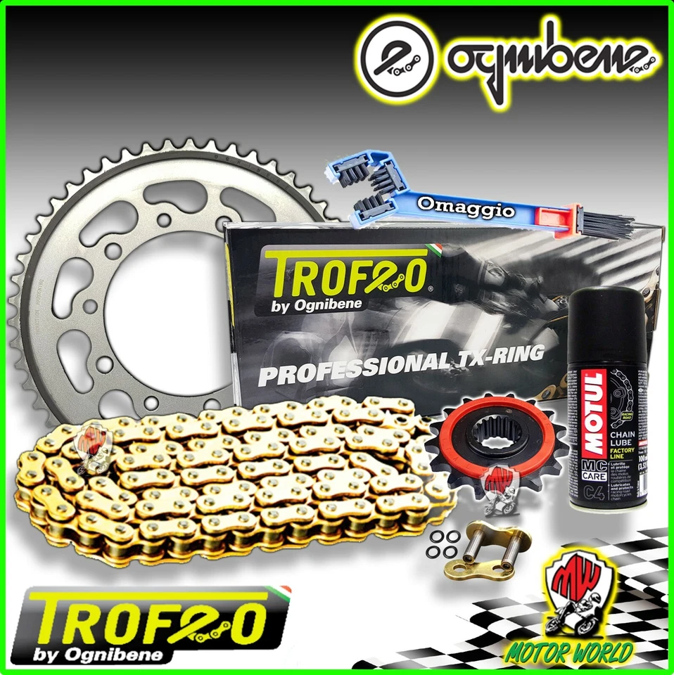 TRASMISSIONE CATENA TROFEO CORONA +2 PIGNONE KAWASAKI Z 750 / S 2004 2005 2006 - Immagine 1 di 1