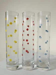 Retro Inspired Flower Glass Tumblers x 3 - Picture 1 of 3