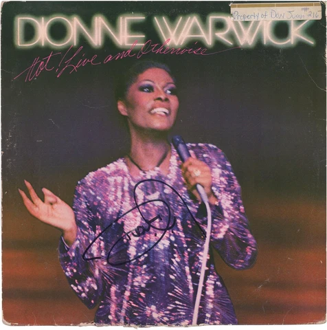 Dionne Warwick Autographed Hat! Live and Otherwise Album BAS Cover