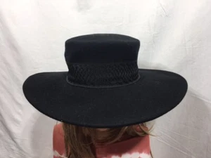 Women's NWT Eric Javits Wool Western Black Hat One Size  - Picture 1 of 8