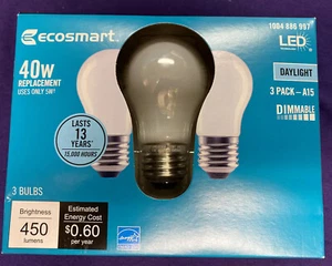 EcoSmart 40-Watt Equivalent A15 Dimmable ENERGY STAR Frosted Glass 3-pack - Picture 1 of 2