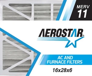 Aerostar 16x28x6 MERV 11 Air Filter for Aprilaire 401 Space-Gard 2400, 2 Pack - Picture 1 of 5