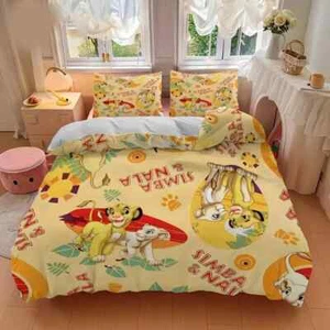 Cute Simba And Nala Bestie Friends The Lion King Fan Gift 3D Quilt Bedding Set - Picture 1 of 3