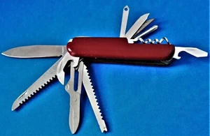 Vintage Red Plastic Handled 11 Blade Tool Jack Knife Marked China - Picture 1 of 4