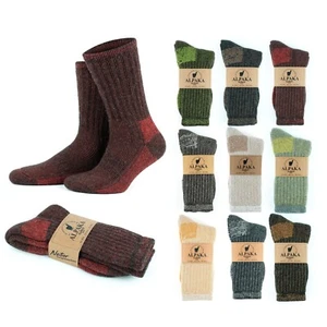 Alpaka Wollsocken Herren Damen gepolsterte Thermo Wandersocke gemütliche Weihnachtssocken - Bild 1 von 21