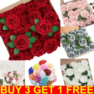 50PCS Large 7CM Artificial Flowers Foam Rose Heads Wedding Party Decor Bouquet - Picture 1 of 49