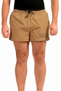 Hugo Boss Men's Mooneye QuickDry Brown Logo Print Swim Board Shorts US 2XL IT 56 - Picture 1 of 6