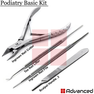 Podiatry Basic Toenail Removal Tools Kit Ingrown File Chiropody Scalpel Handle - Picture 1 of 5