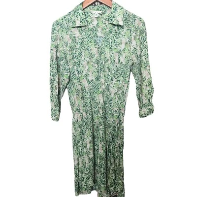 Cabi Dress Faux Wrap Bodice Palm Leaf Green White Print Style 280 Size XS - Image 1 of 4