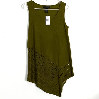 Grace Elements 衬衫女式小号绿色人造丝大圆领无袖新品 — 第 1/3 张图片