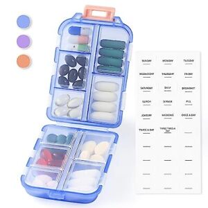 Daily Pill Organizer Case Small for Purse Medicine Carrying Box Travel NEW