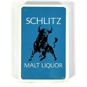 Vintage SCHLITZ MALT LIQUOR Poker Playing Cards - Bull Logo - NEW SEALED Deck - Bild 1 von 4
