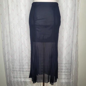 Black Sheer Mermaid Midi Dark Fairy Morticia Addams Elvira Skirt Size Large NWT - Imagen 1 de 8
