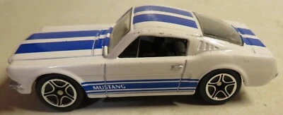 Vintage Matchbox 1:66 White w/Blue Stripes '65 Mustang GT 1998 Loose Toy Car - Image 1 of 4