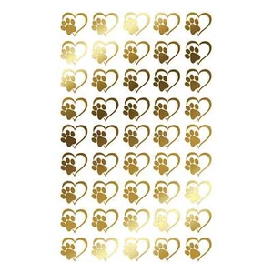 Herz Pfotenabdruck 45 Stck. 0,5 Zoll 22k Gold verschmolzene Glas Aufkleber - Bild 1 von 3