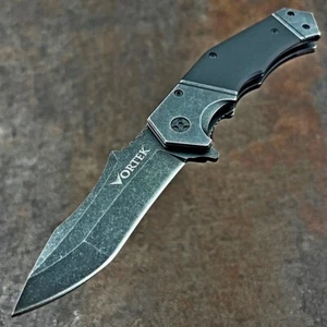 VORTEK SPROCKET Heavy Duty Black G10 Ball Bearing Flipper Folding Pocket Knife - Picture 1 of 9