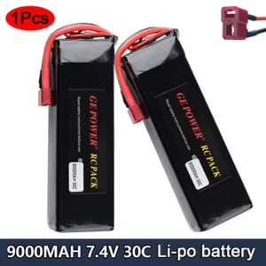 1× 7.4V 9000mAh 30C T plug LiPo Battery for RC Car 1/10 1/8 short truck aircraft - Picture 1 of 6