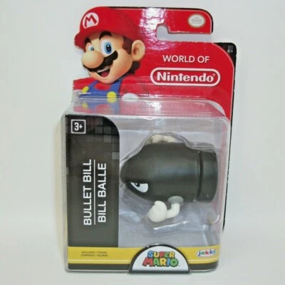 Figura World of Nintendo Bullet Bill Super Mario Serie 2-1 Blanco y Negro NRFP Foto 1 de 4