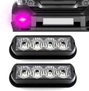 ✨2Pcs 4-LED Surface Mount Flashing Violet Purple Strobe Lights for Truck Car Veh - Picture 1 of 7