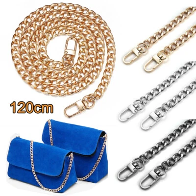 Flat Metal Purse Chain Strap Handle Shoulder Crossbody Bag Handbag Replacements - Image 1 of 4