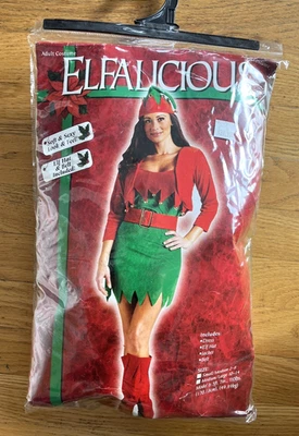 Sexy Disfraz de Elfo "Elfalicious" 4 Piezas Verde y Rojo Vestido Chaqueta Cinturón y Sombrero  Foto 1 de 4