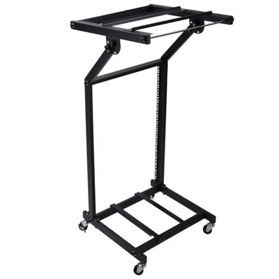 19" Adjustable Rolling Rack Mount Mixer Case Stand Music Studio Equipment Cart - Image 1 of 4