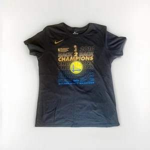 Nike Golden State Warriors Shirt Womens Medium Black Back 2 Back Champions 2018 - Picture 1 of 5