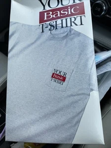 "Your Basic Shirt" Vintage 90s PROMO Essential Cigarette Pocket T-Shirt XL grau! - Bild 1 von 4