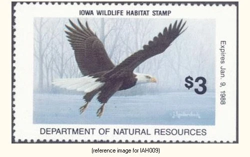 HALFPRICEHUNT Iowa Hunting Stamp 1987 $3 (eagle) - Image 1 of 1