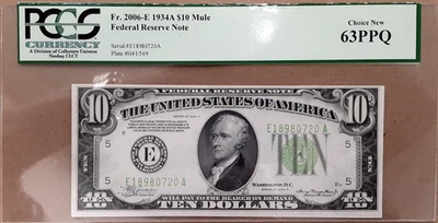 1934-A $10 FRN Richmond District Julian/Morgenthau Fr. 2006-E PCGS Ch. New 63PPQ - Image 1 of 2