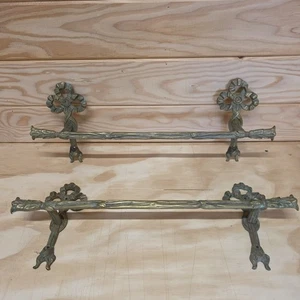 Vintage Heavy Brass Towel Bars Towel Racks 22" Set Of 2 Cast Brass  - Picture 1 of 14